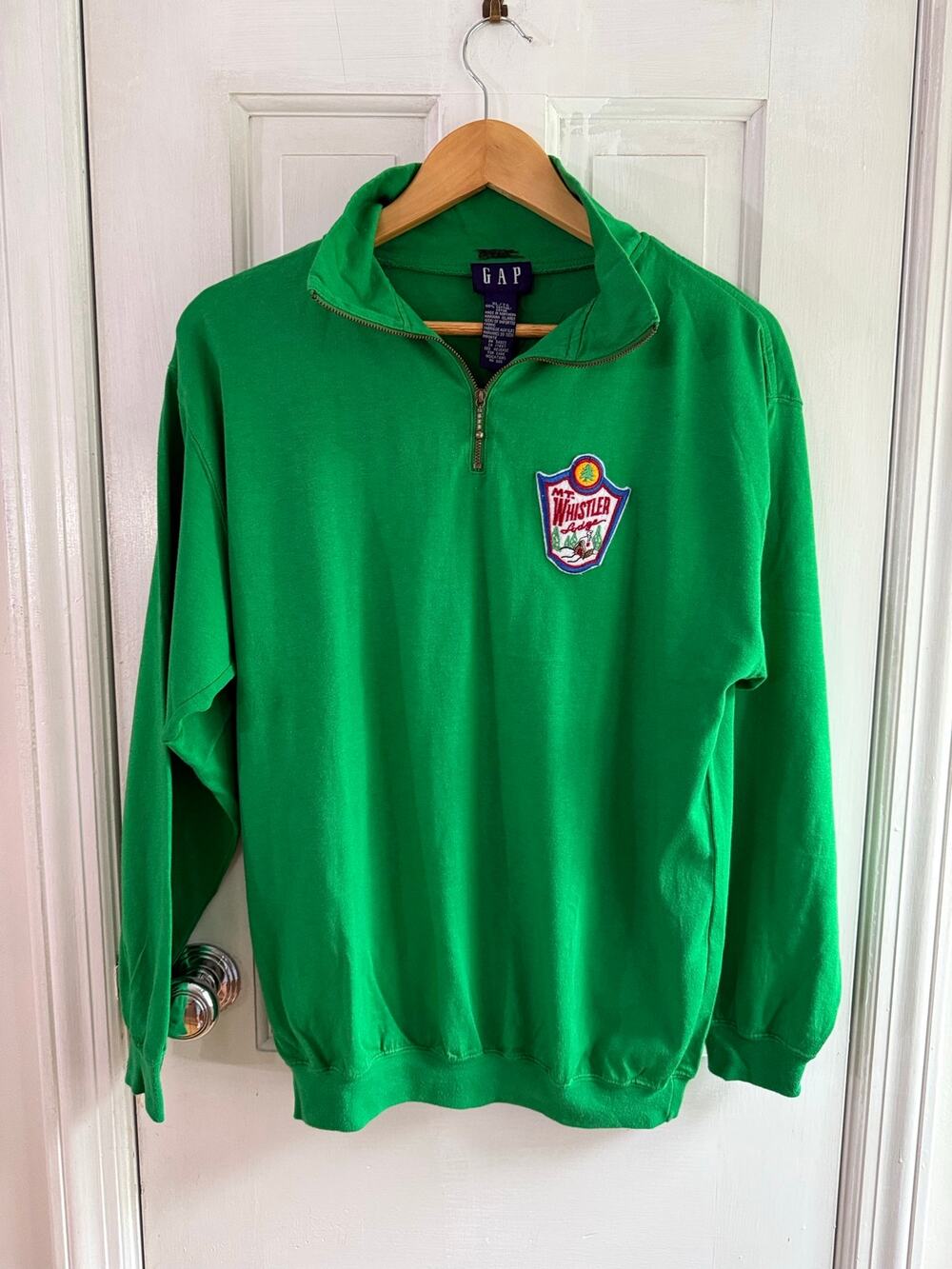 Vintage Gap Mt Whistler 1/4 Zip Sweatshirt Womens XL Green Ski Retro Pullover L